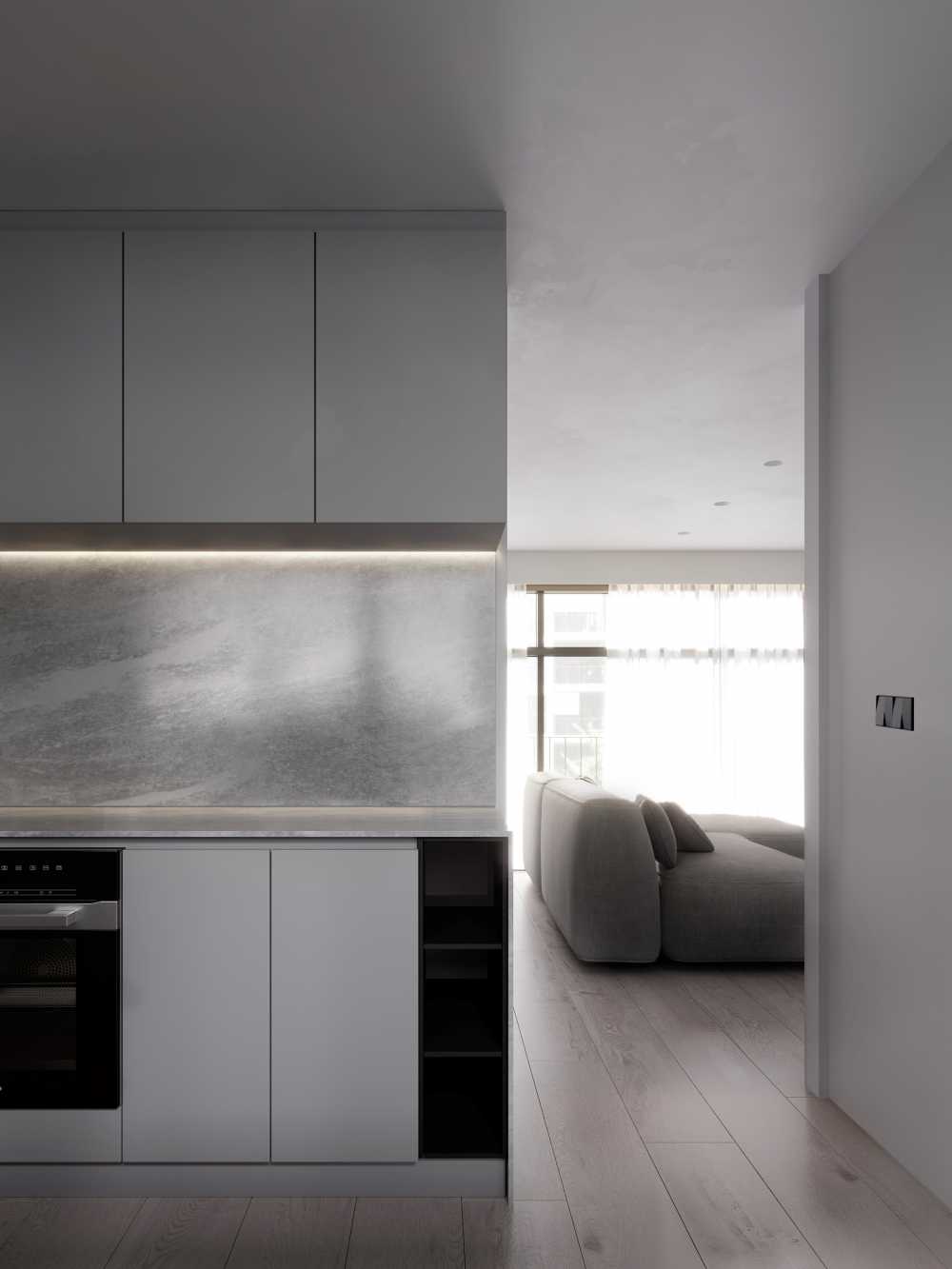 Minimalist Kitchen with Kitchen Backsplash and Kitchen Accessories