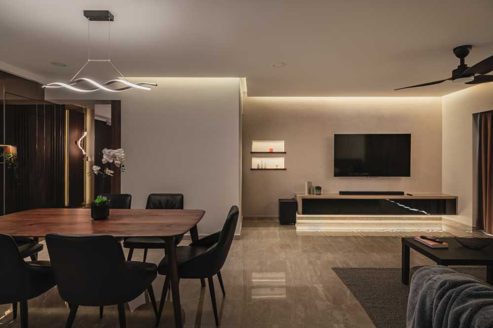 Modern Living Room with TV Console and Sofa