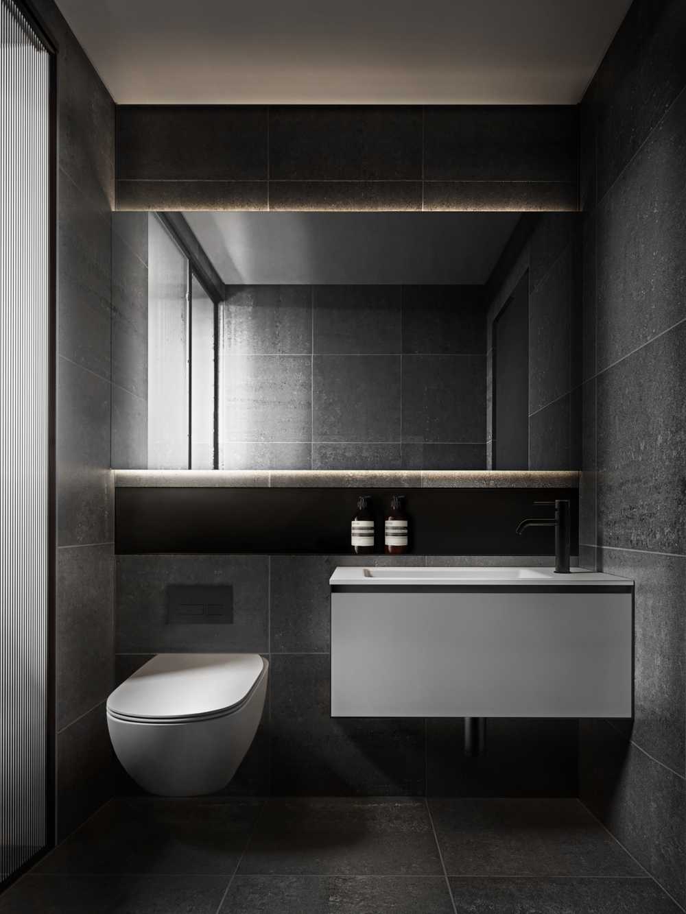 Modern Bathroom with Countertop and Mirror