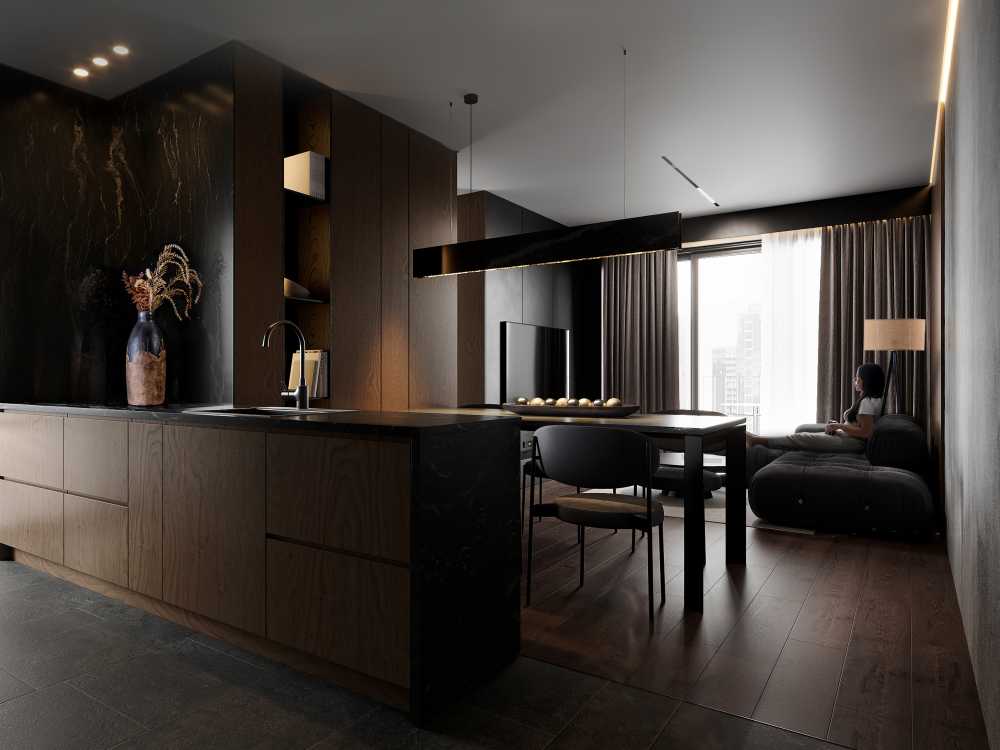Modern Living Room with TV Console and Sofa