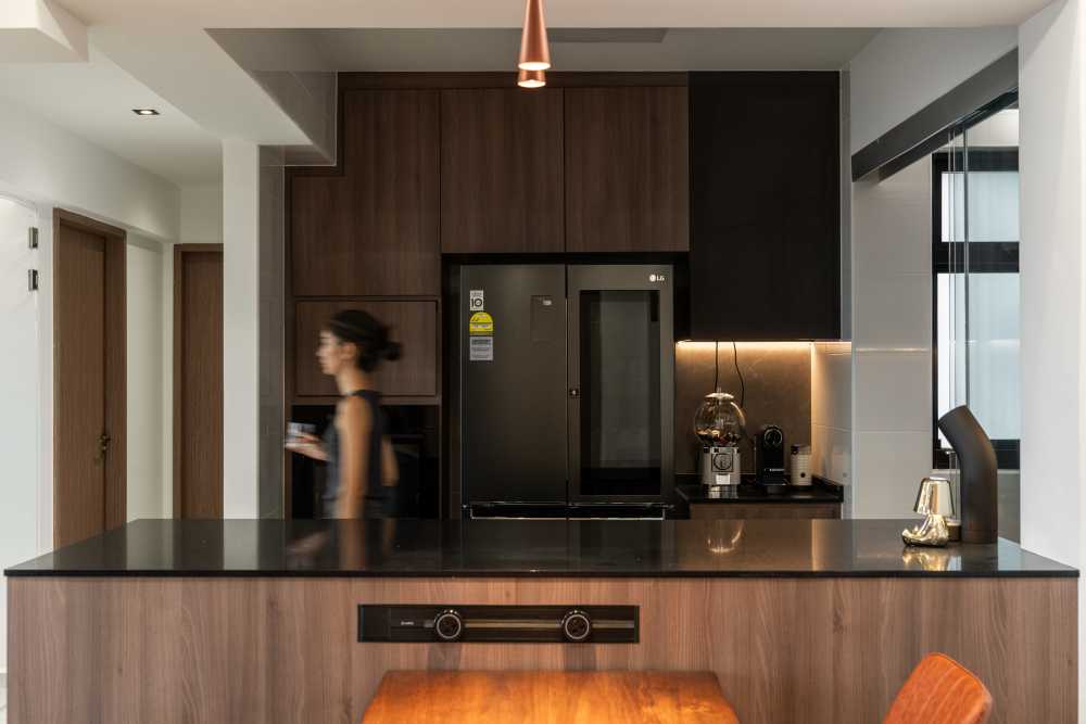 Industrial Kitchen with Kitchen Window and Open Kitchen
