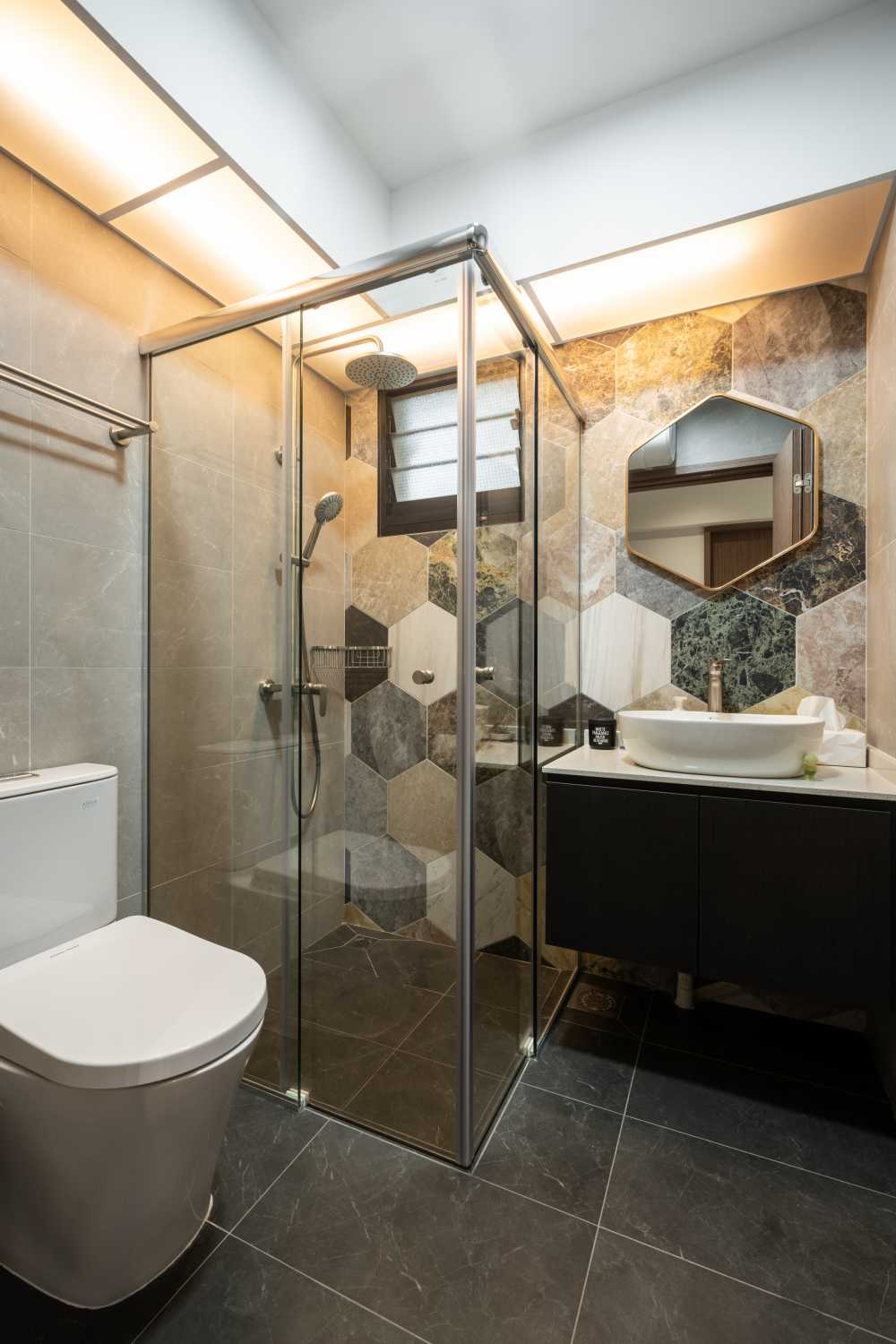 Industrial Bathroom with Mirror and Bathtub