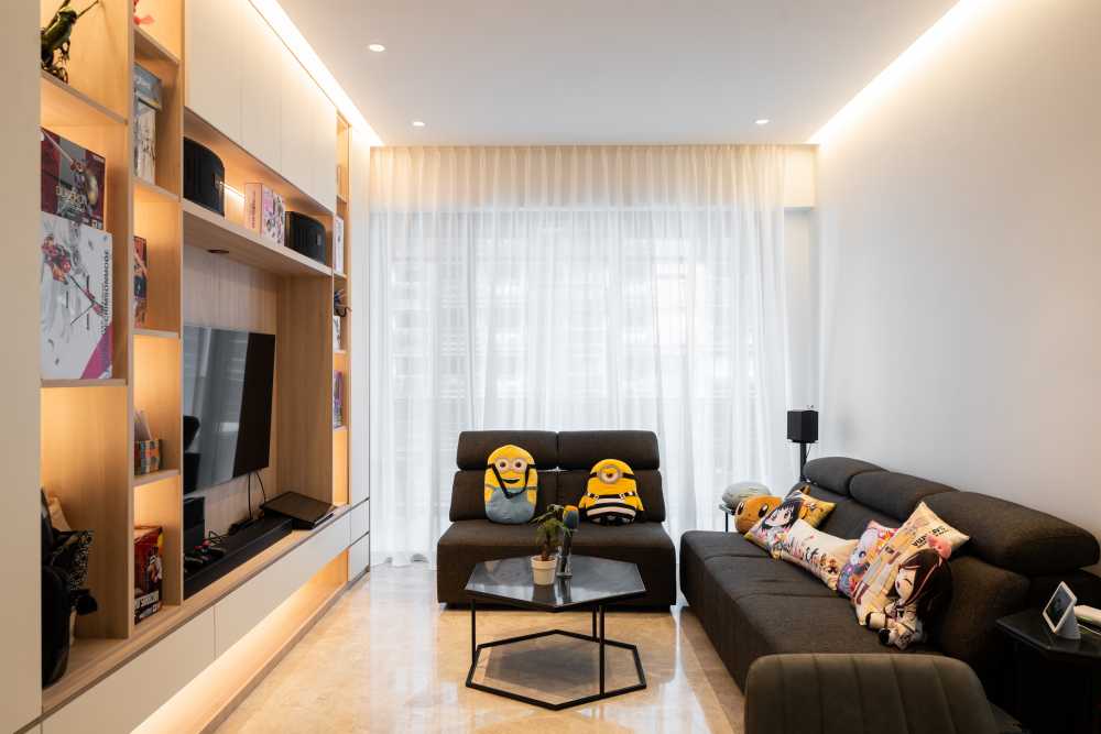 Modern Living Room with TV Console and Feature Wall