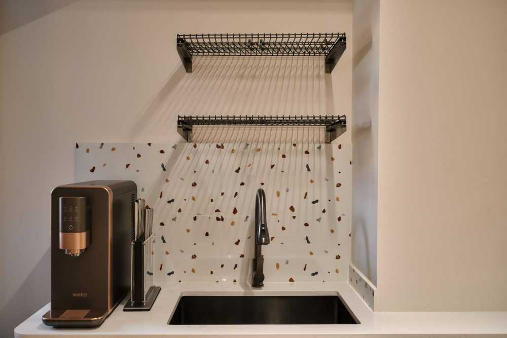 Scandinavian Kitchen with Countertop and Kitchen Island