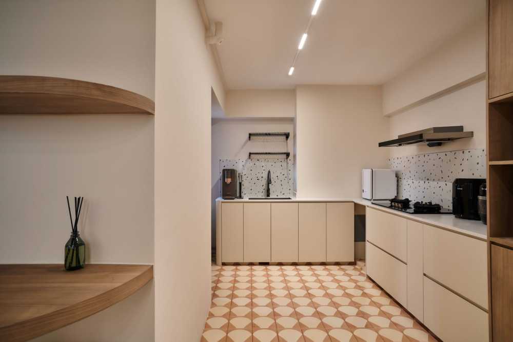 Scandinavian Kitchen with Cupboard and Open Kitchen