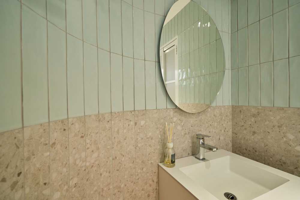 Scandinavian Bathroom with Mirror and Bathroom Accessories