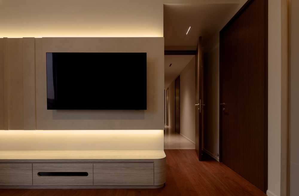 Modern Bedroom with TV Console and Closet