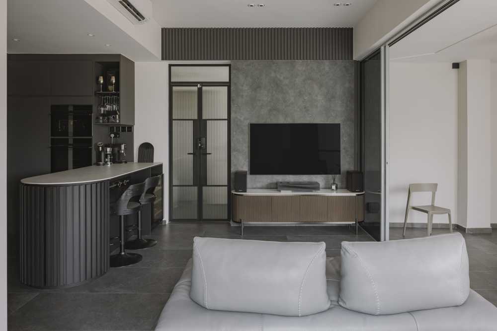 Modern Living Room with TV Console and Feature Wall
