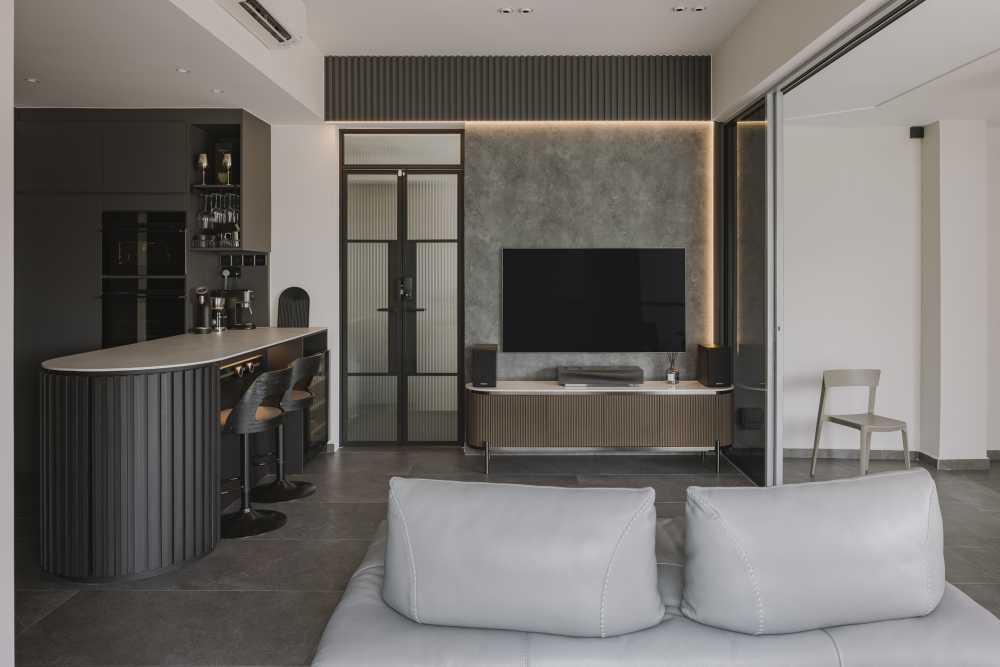 Modern Living Room with TV Console and Feature Wall