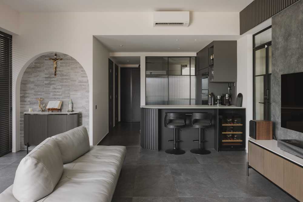 Modern Living Room with TV Console and Feature Wall