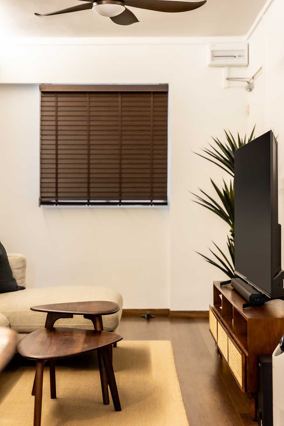 Modern Living Room with Vinyl Flooring and TV Console