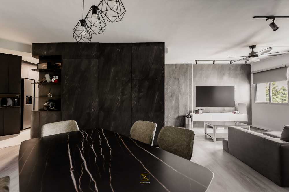 Minimalist Living Room with Wood Flooring and TV Console