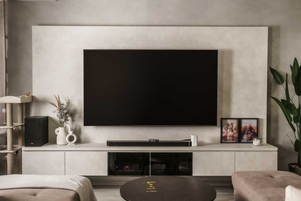 Modern Living Room with TV Console and Feature Wall