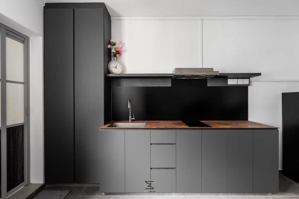 Country Kitchen with Countertop and Homogeneous Tiles