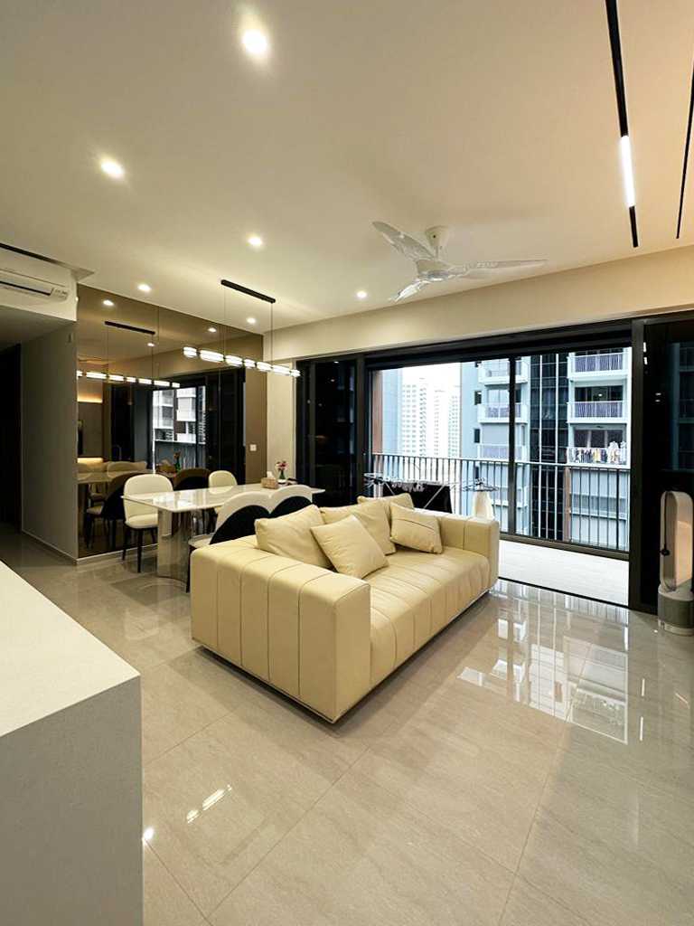 Scandinavian Living Room with TV Console and Sofa