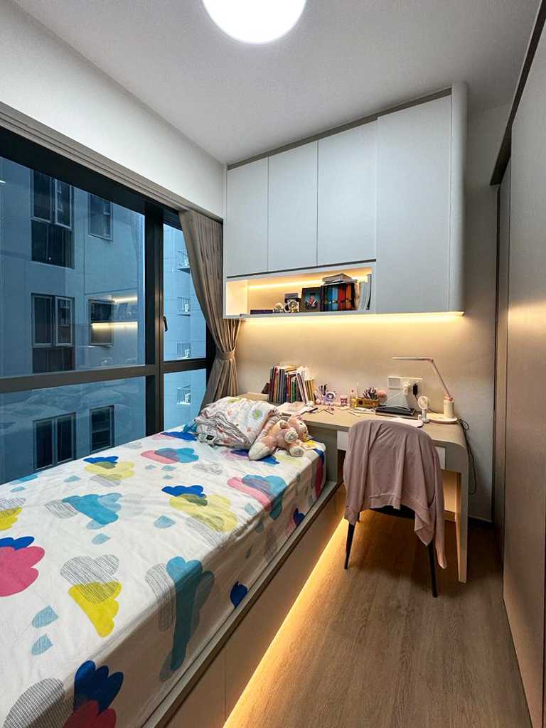 Scandinavian Bedroom with Day Bed and Flooring