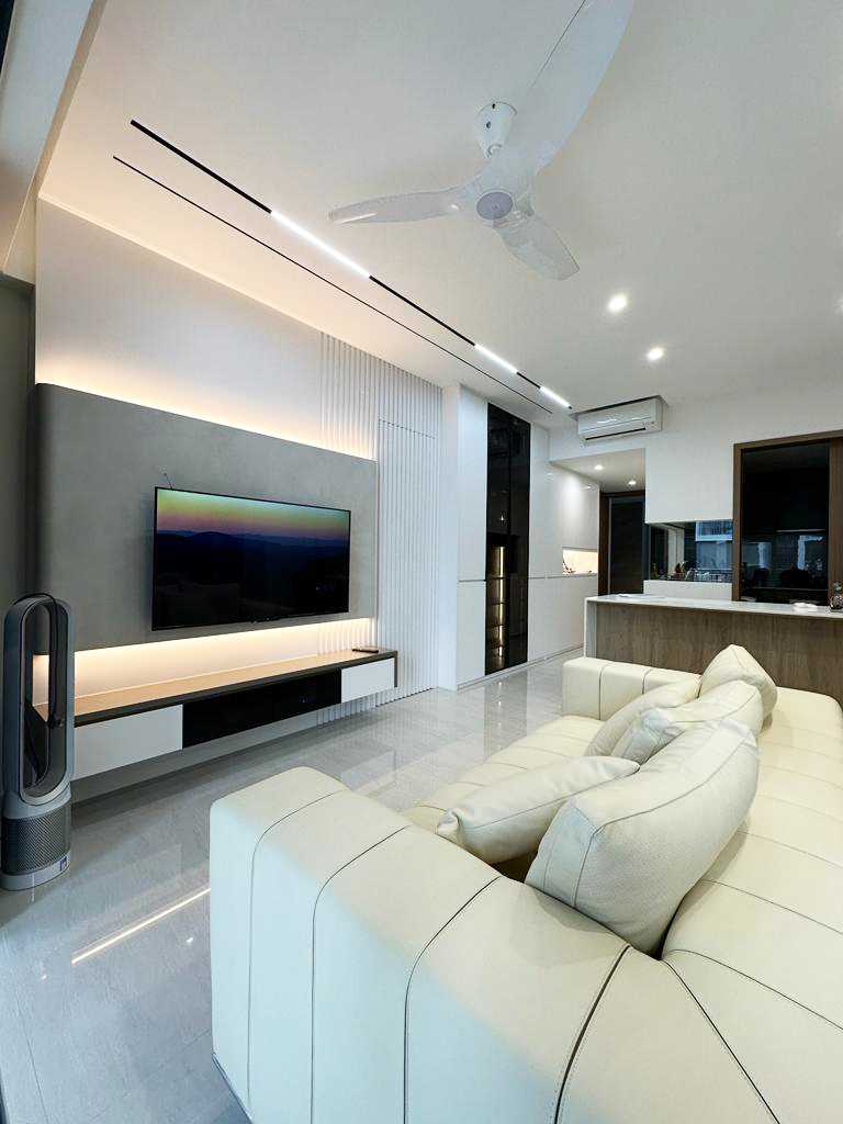 Scandinavian Living Room with TV Console and Sofa