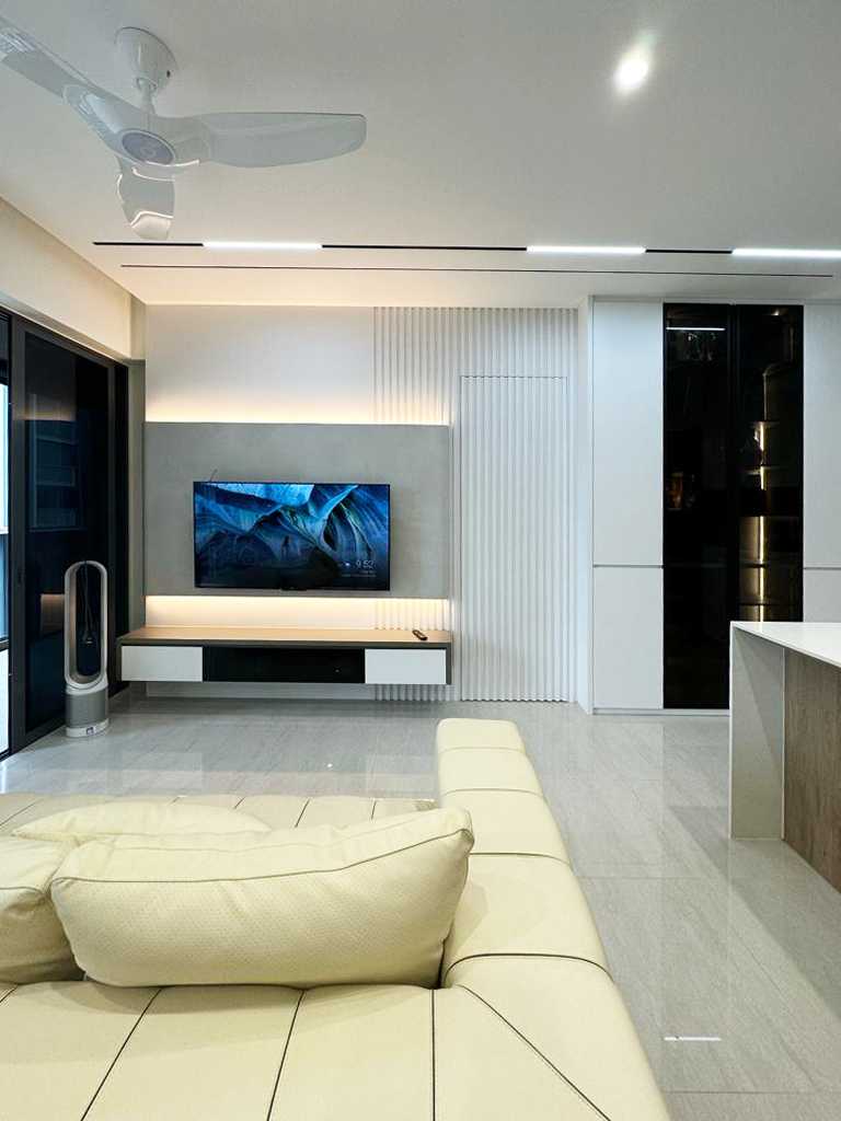Scandinavian Living Room with TV Console and Sofa