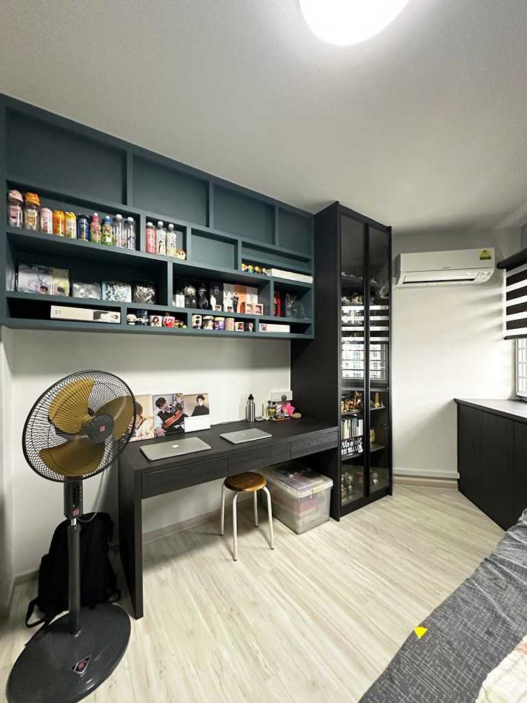 Scandinavian Bedroom with Ceiling Light and Wardrobe
