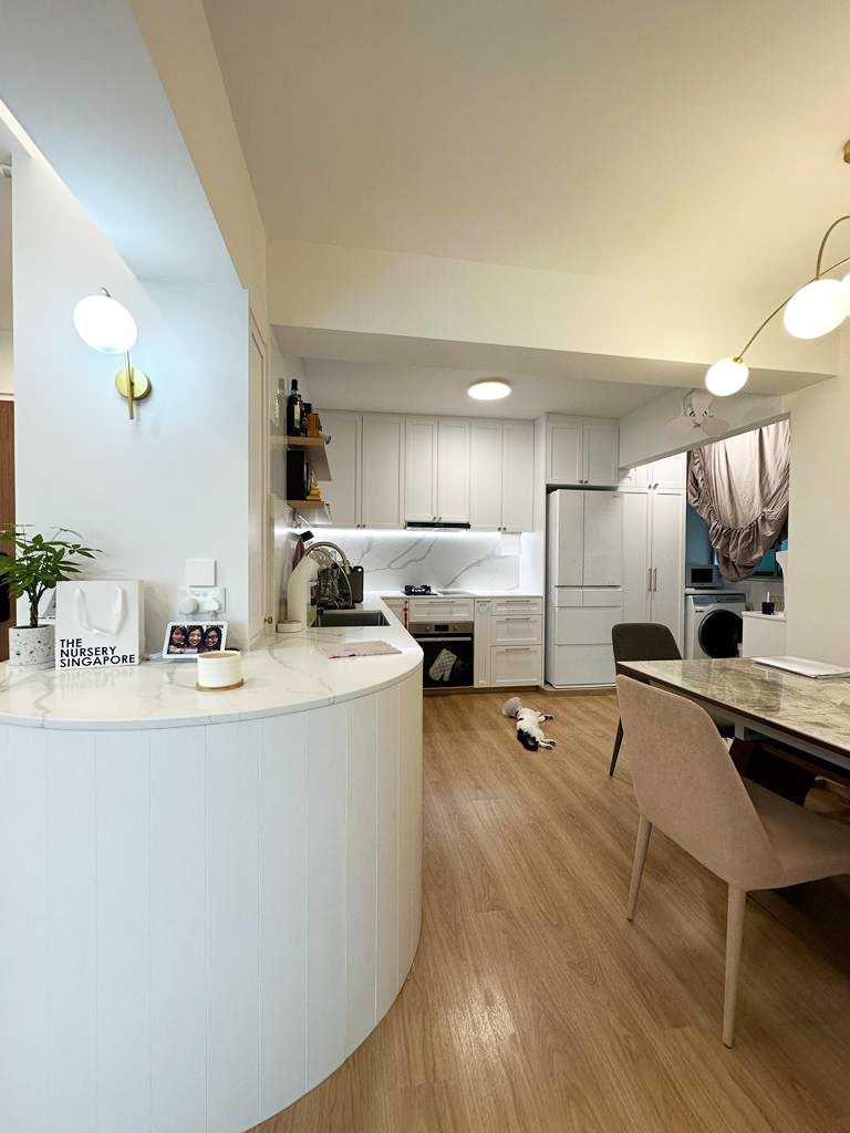 Scandinavian Dining Room with Ceiling Light and Downlights