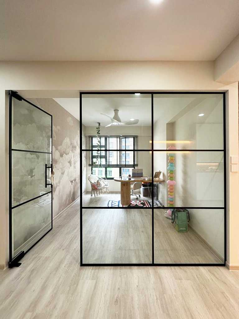 Scandinavian Living Room with Ceiling Light and Downlights