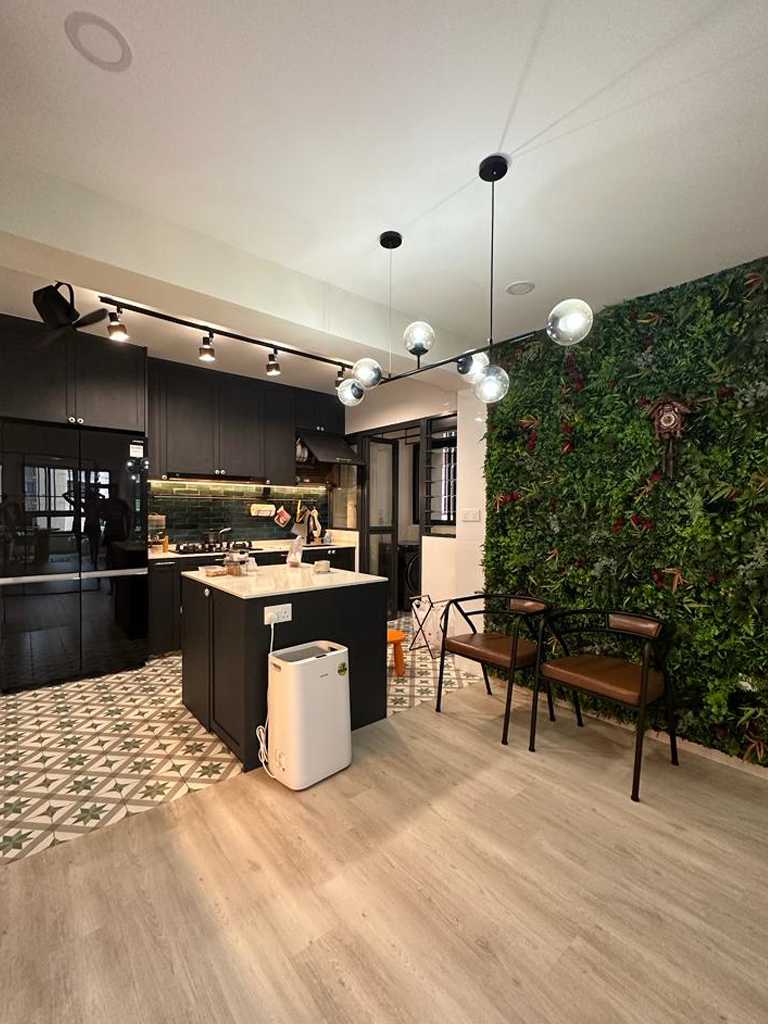 Scandinavian Kitchen with Vinyl Flooring and Wood Flooring