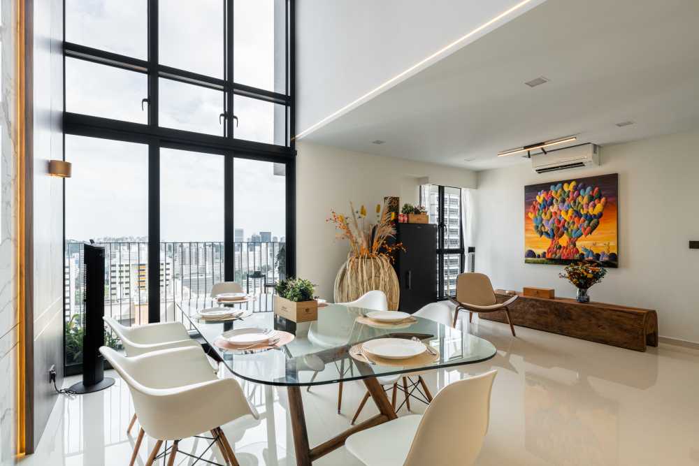 Modern Living Room with TV Console and Feature Wall