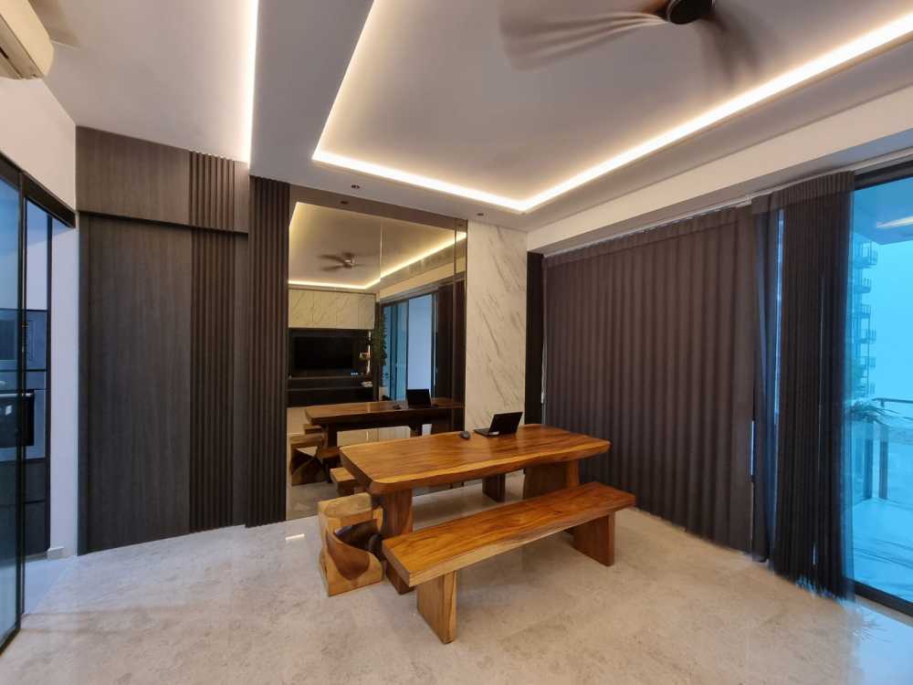 Scandinavian Living Room with Feature Wall and Downlights