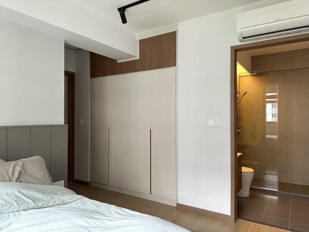 Scandinavian Bedroom with Roller Blinds and Downlights