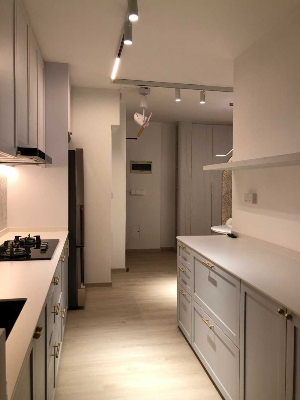 Scandinavian Kitchen with Cement Floor and Granite Floor