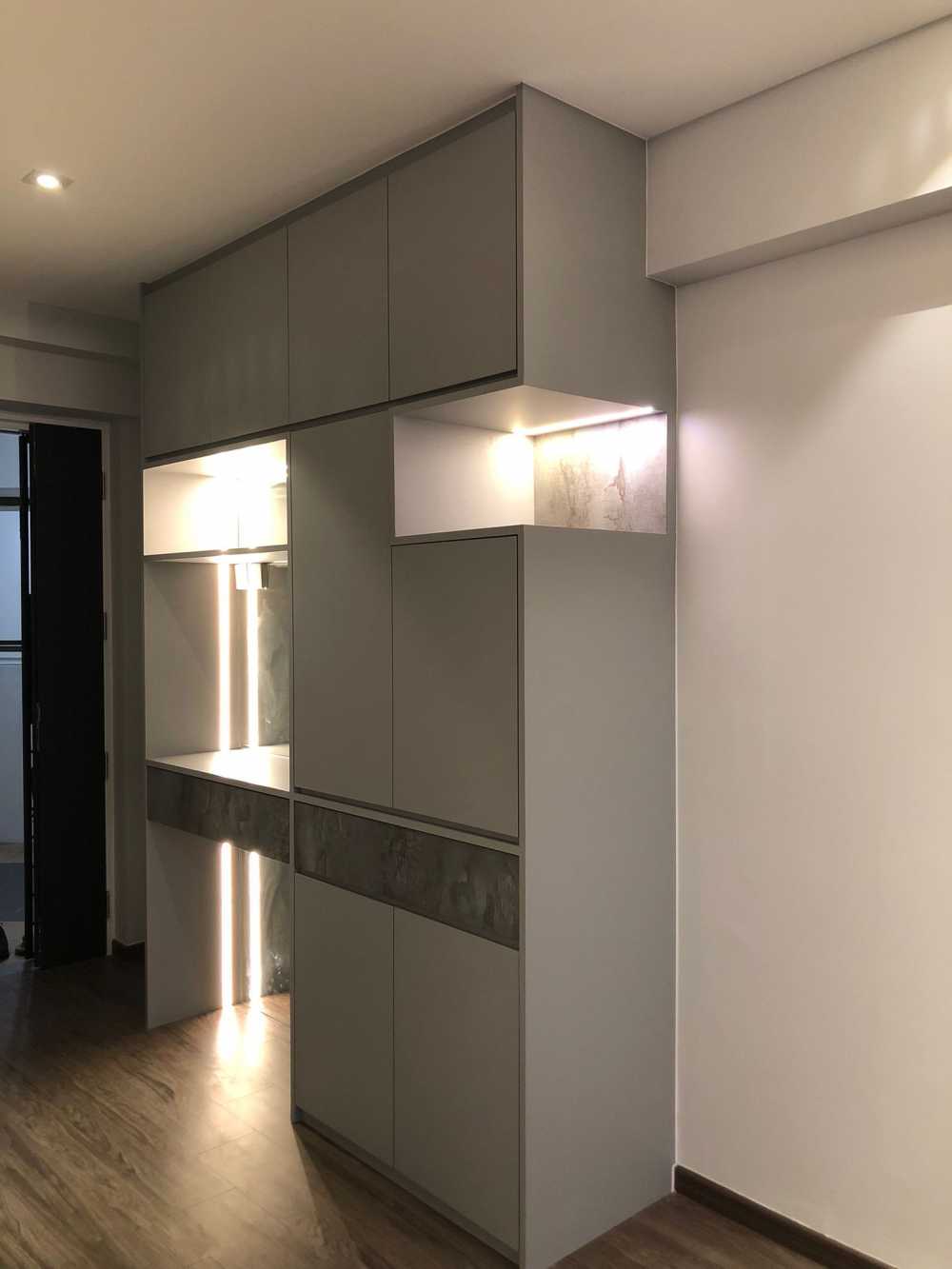 Scandinavian Living Room with TV Console and Mirror