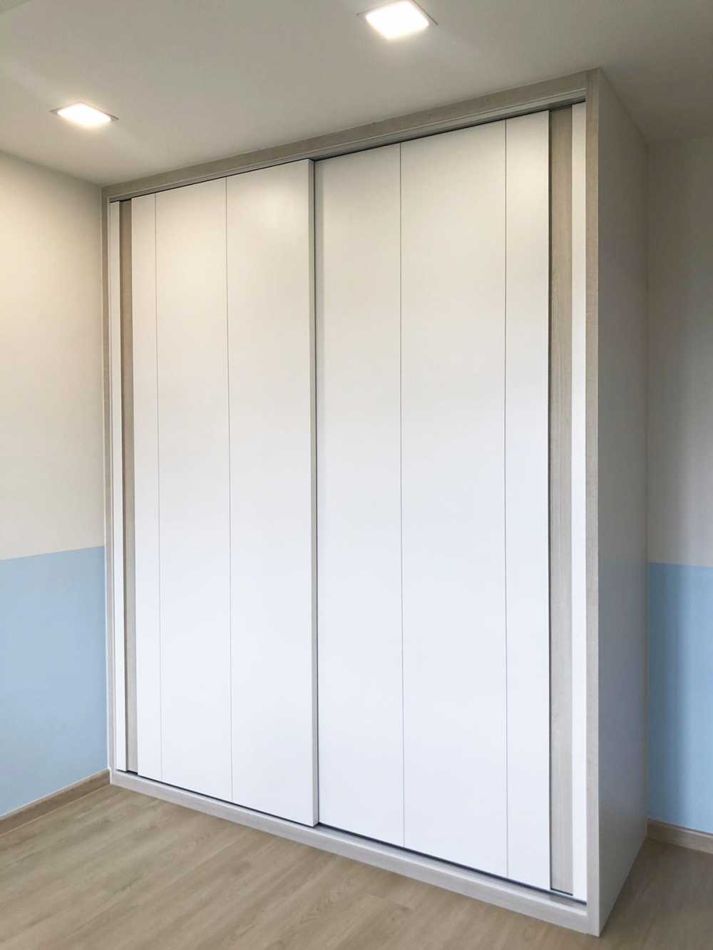 Scandinavian Bedroom with Ceiling Light and Roller Blinds