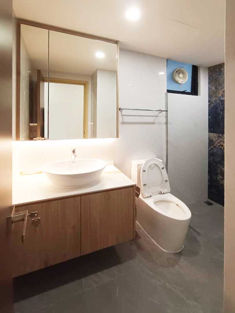 Scandinavian Bathroom with Shower Screen and Laundry Baskets