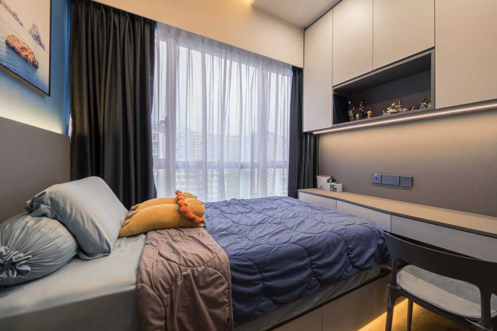 Contemporary Bedroom with Wardrobe and Built-in Bed