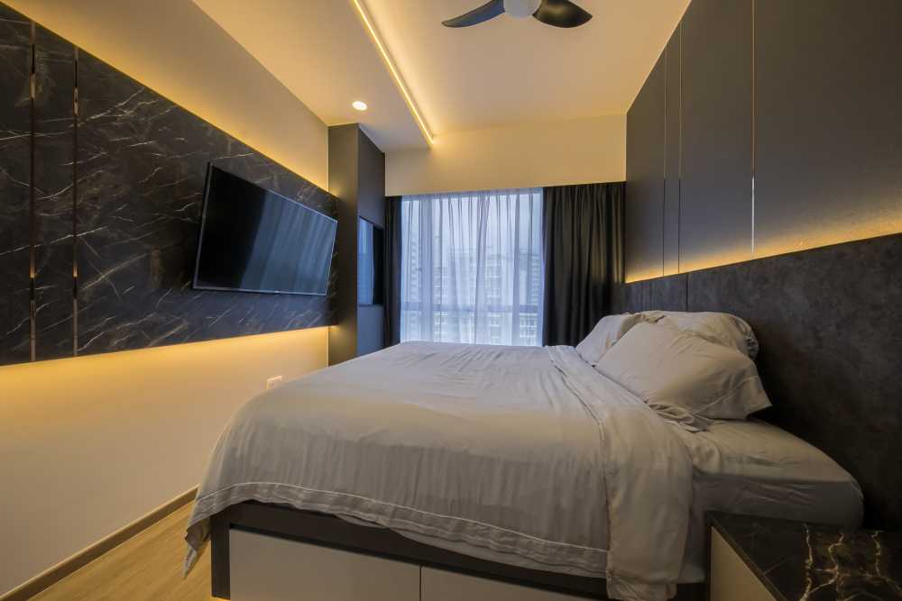 Contemporary Bedroom with Closet and Bedside Table