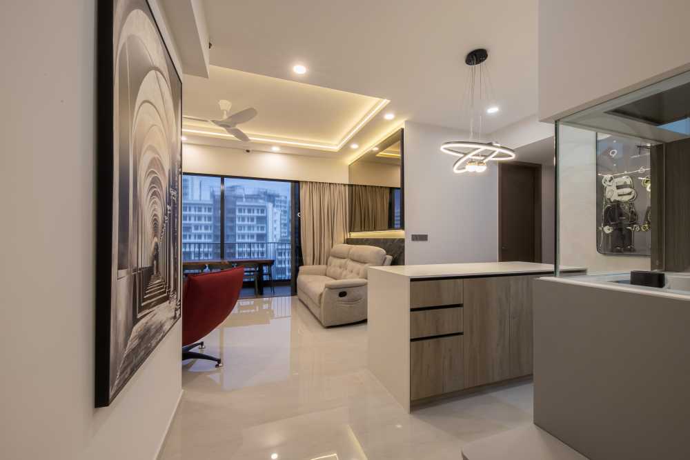 Contemporary Living Room with TV Console and Sofa