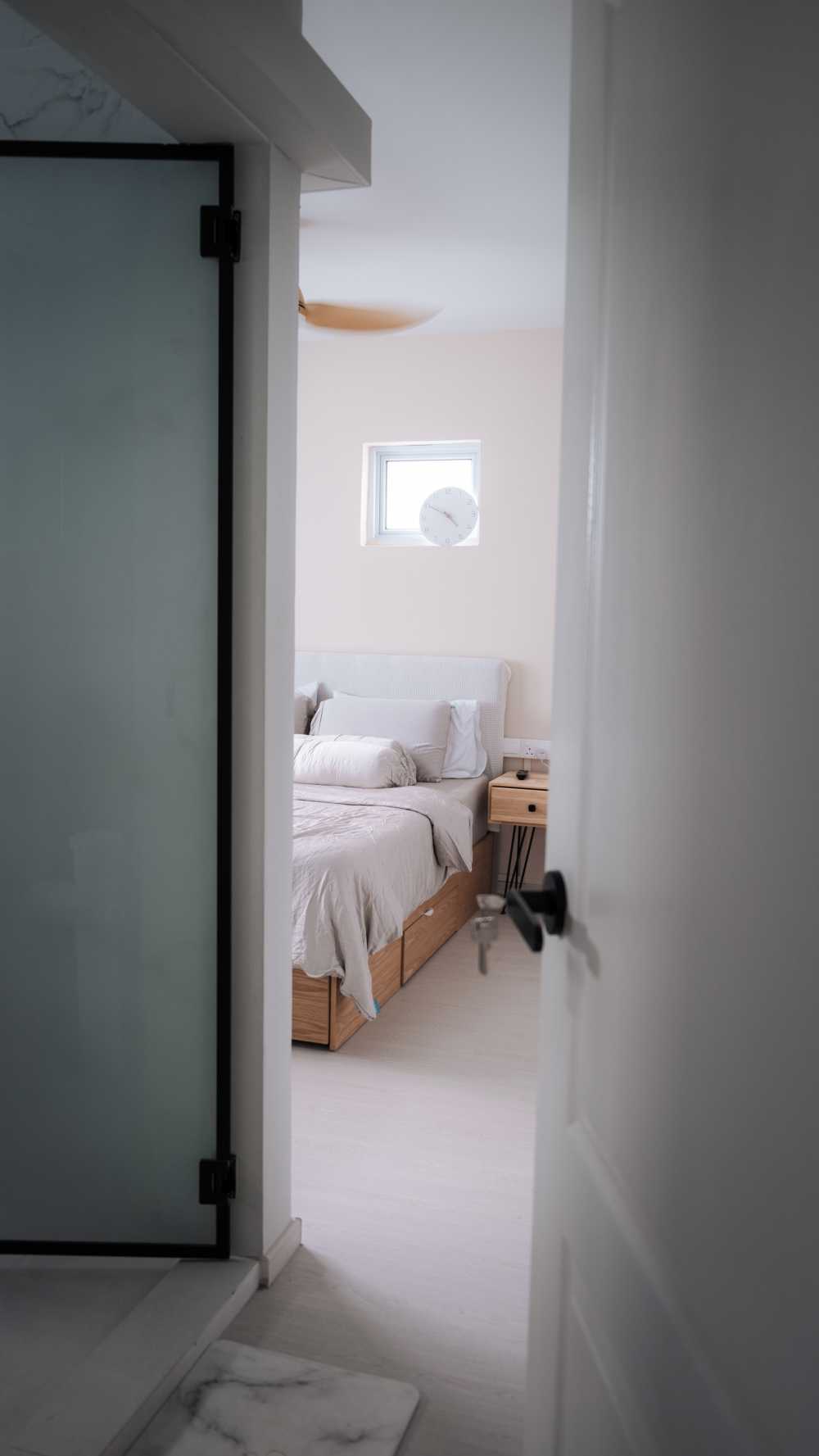 Contemporary Bedroom with Vinyl Flooring and Wood Flooring