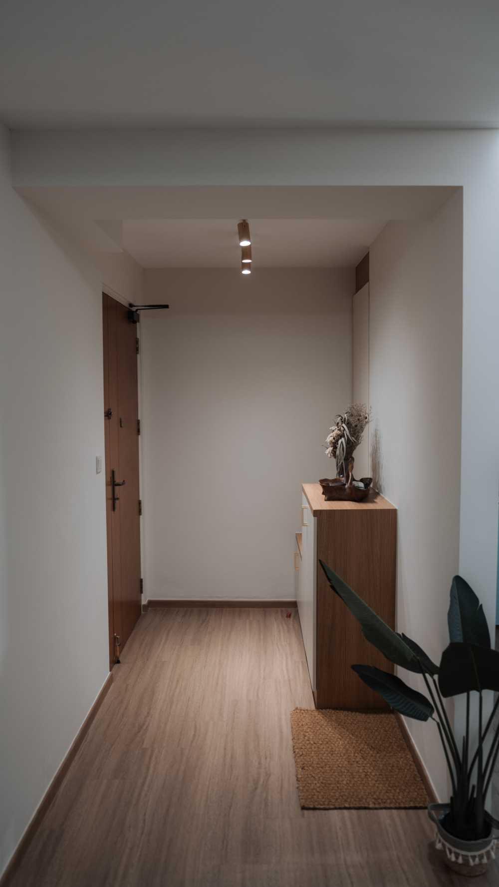 Scandinavian Entryway with Shoe Rack and Console Table