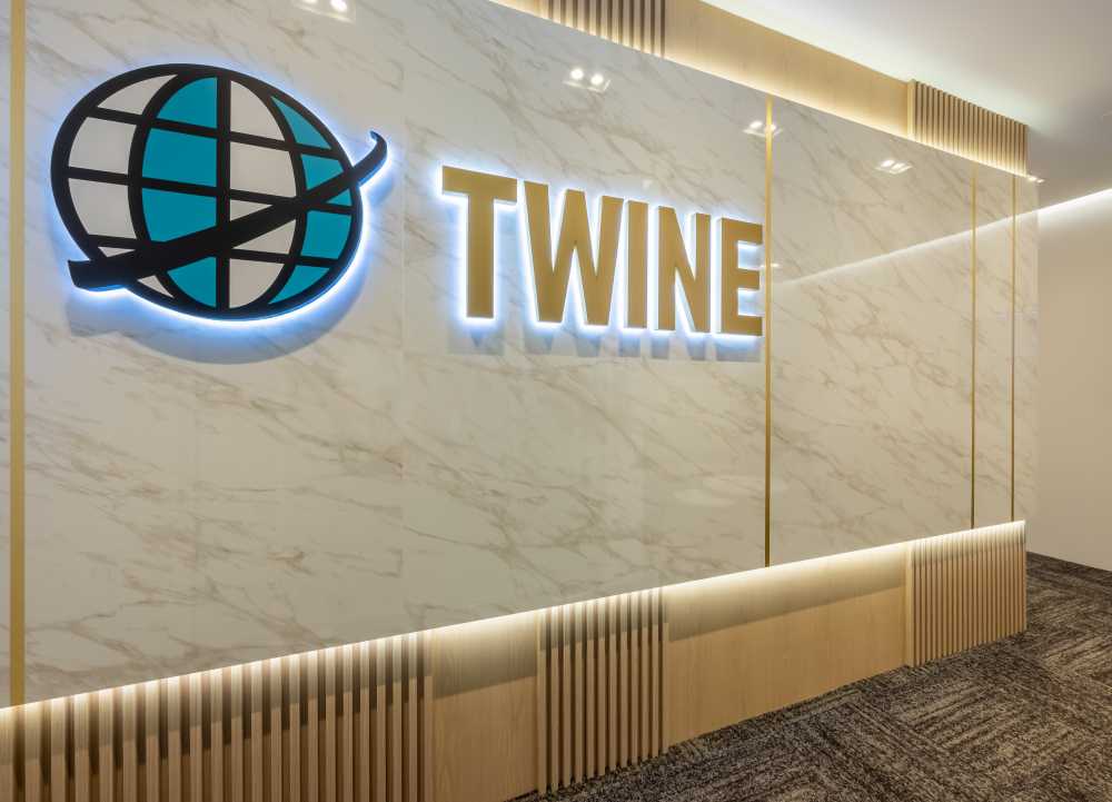 Contemporary Office with Feature Wall and Marble Feature Wall