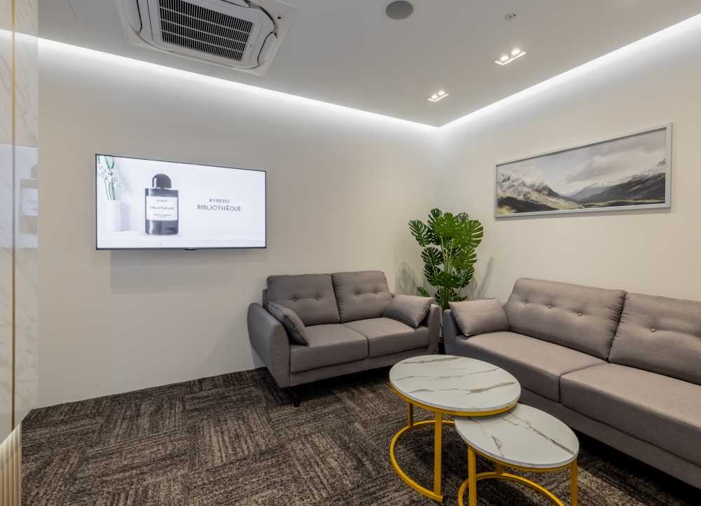Contemporary Office with Carpet and Sofa