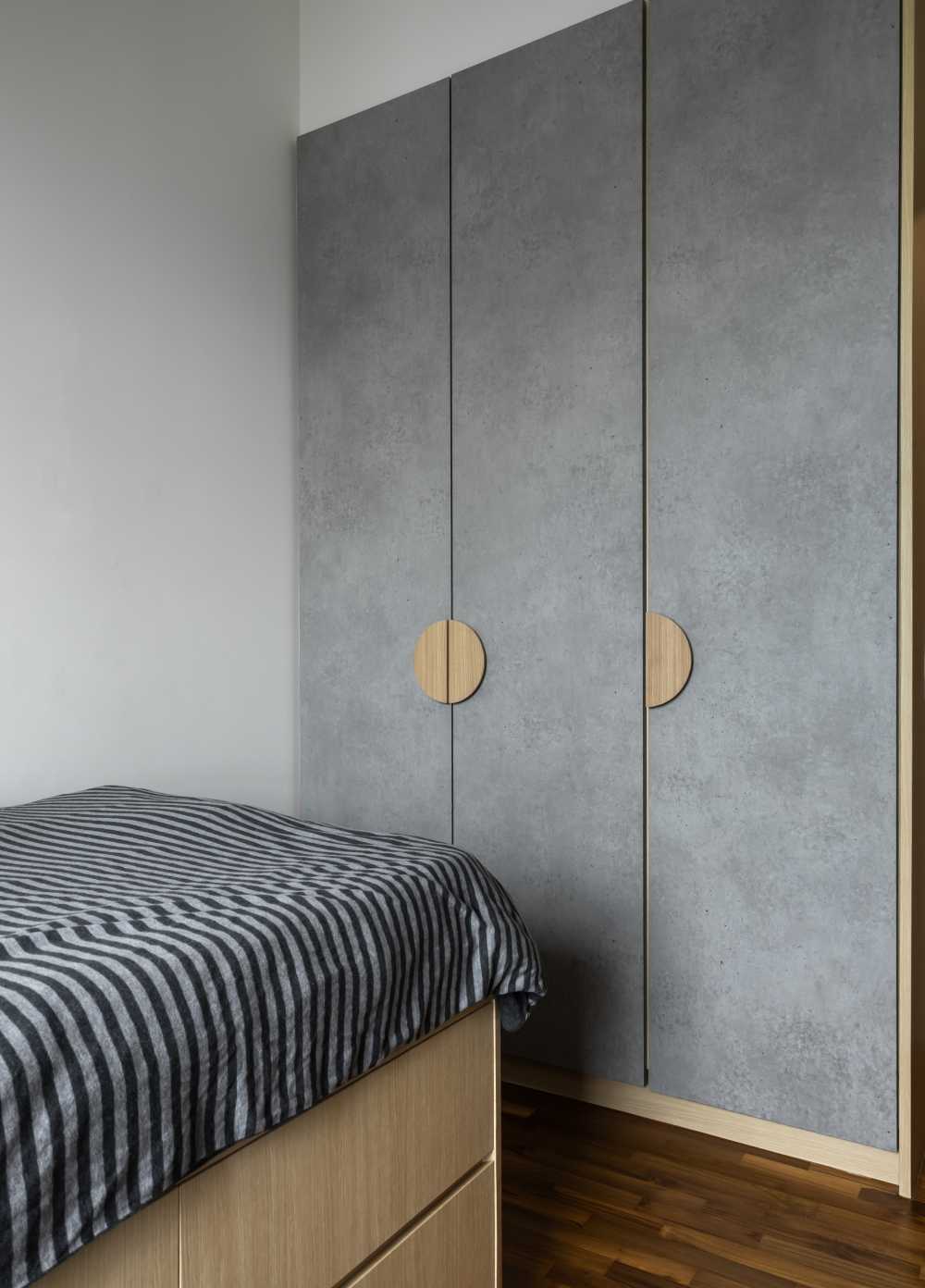 Contemporary Bedroom with Wardrobe and Built-in Bed