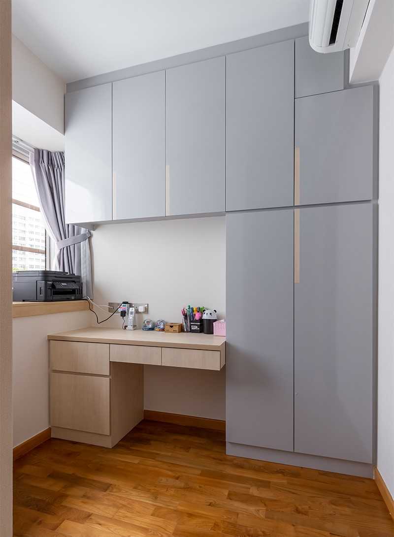Contemporary Study with Desk and Storage Cabinets