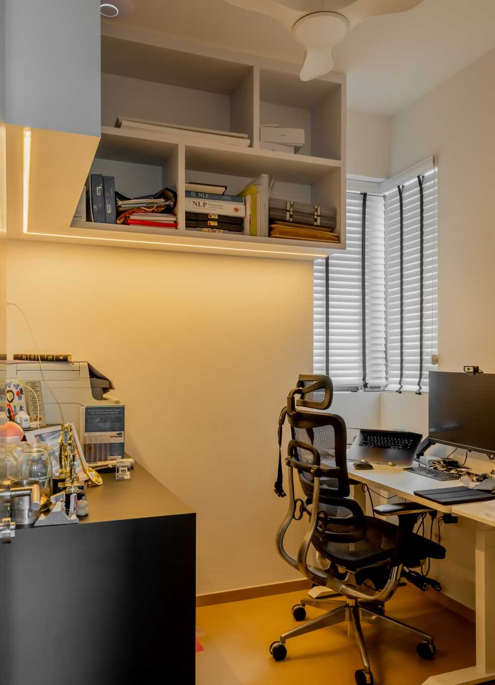 Modern Study with Bookshelf and Wall Shelves