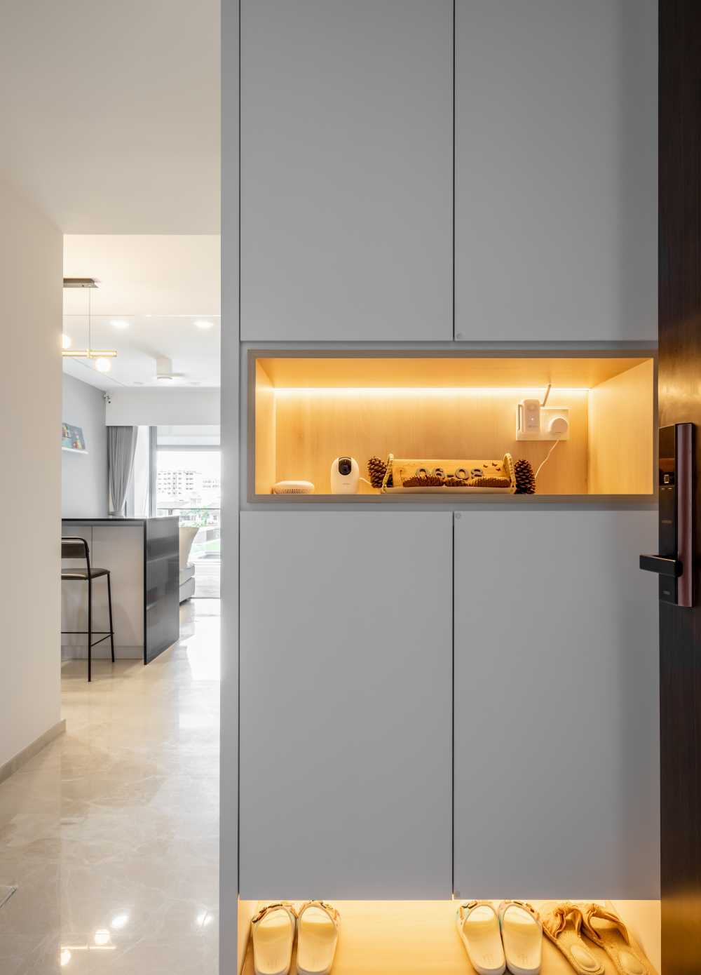 Modern Entryway with Shoe Rack and Shoe Cabinets