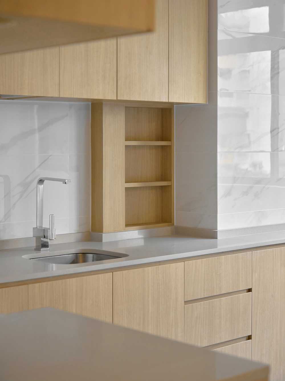 Scandinavian Kitchen with Kitchen Window and Kitchen Island