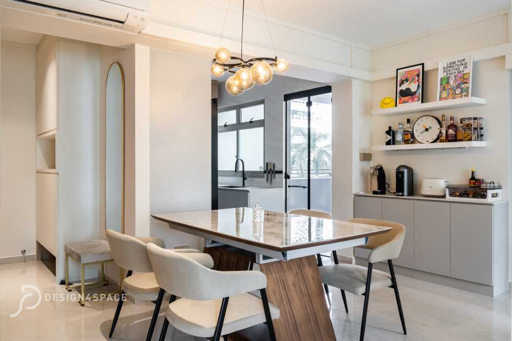 Modern Dining Room with Downlights and Dining Table
