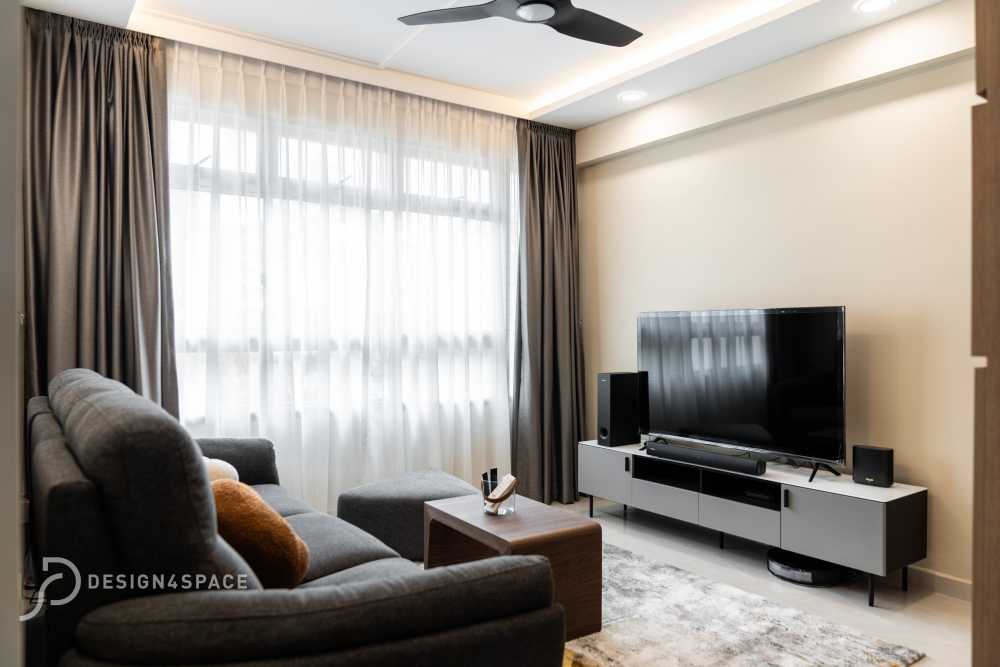 Modern Living Room with TV Console and Feature Wall