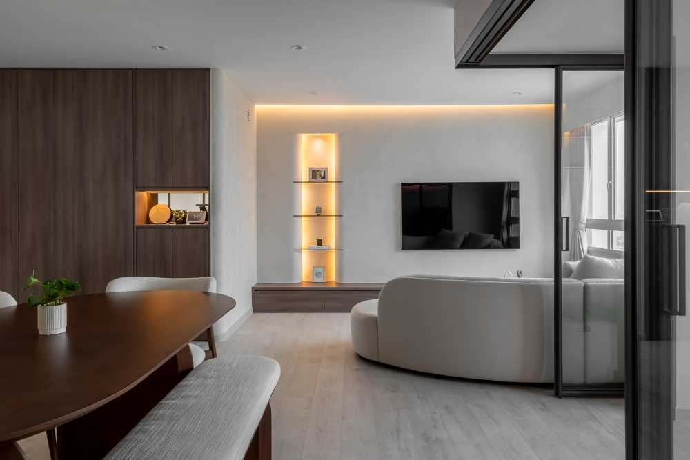 Minimalist Living Room with Vinyl Flooring and Sofa