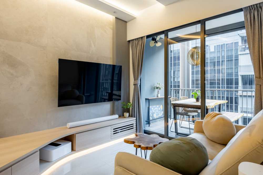 Modern Living Room with Ceiling Light and Sofa