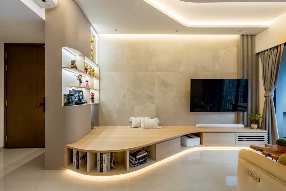 Modern Living Room with Ceiling Light and Sofa